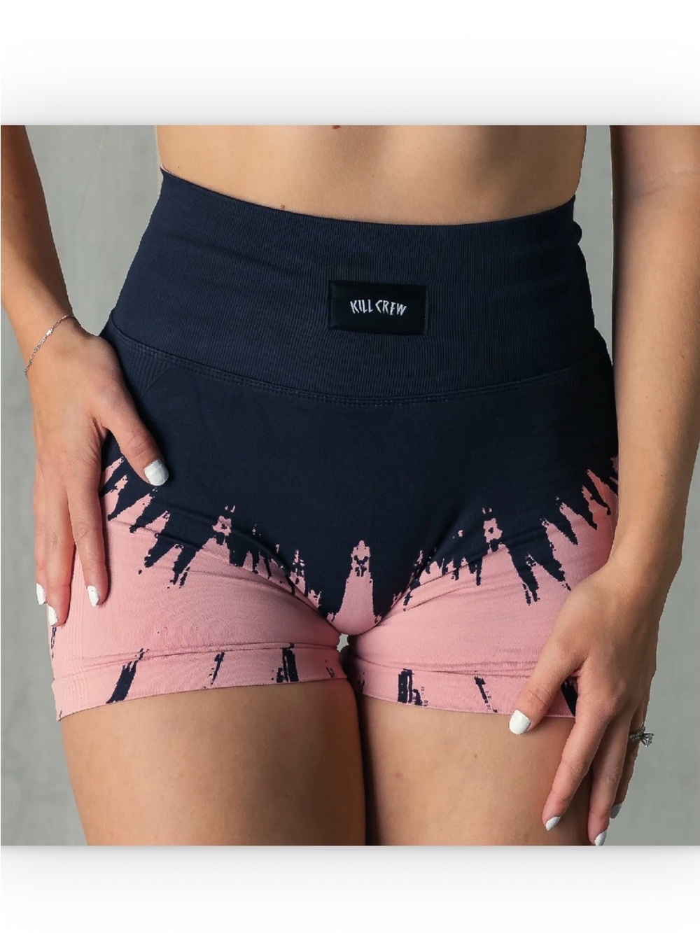 Kill Crew Black & Pink Tie-Dye High-Waist Bike Shorts